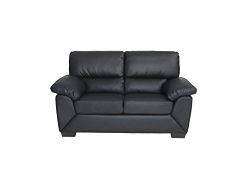 2-Sitzer Sofa RICA in schwarz Couch Couchgarnitur Wohnlandschaft Ledercouch