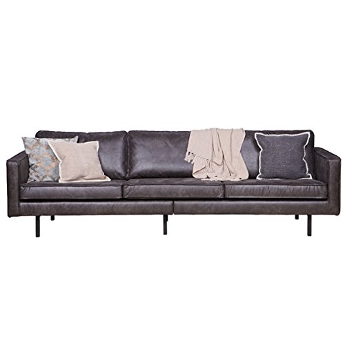 3 Sitzer Sofa RODEO Echtleder Leder Lounge Couch Garnitur Vintage schwarz