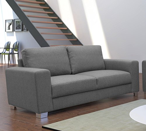 Dreams4Home, 2-Sitzer Sofa Dust BOXSPRING Polsterung Couch, Polstersofa, grau, Farbe:hellgrau;Fußausführung:Metall
