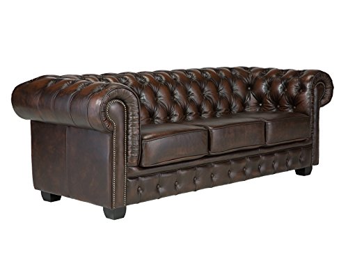 Massivum  Sofa 3- Sitzer Chesterfield, Leder, 98 x 220 x 85 cm
