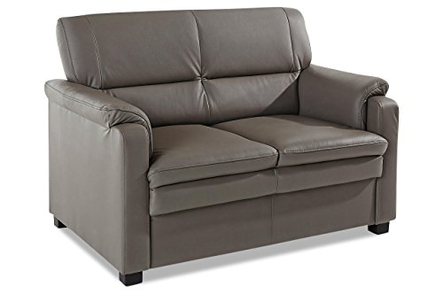 Sofa Couch Sit&More Leder 2er-Sofa Pisa - Grau mit Federkern