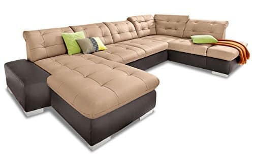 Sofa Couch Premium Leder Wohnlandschaft Portofino - Braun