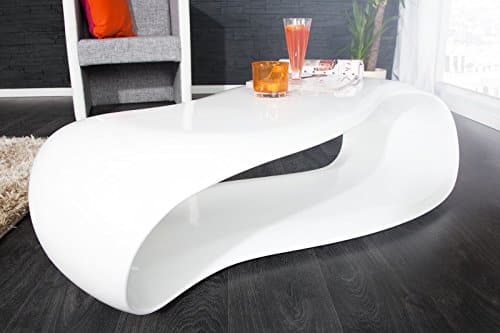 DuNord Design Couchtisch Sofatisch GRAVITY weiss 110cm hochglanz Fiberglas Design Lounge Tisch