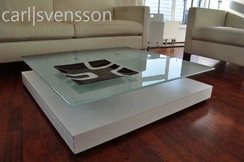 DESIGN COUCHTISCH Tisch V-570 weiß Milchglas Carl Svensson