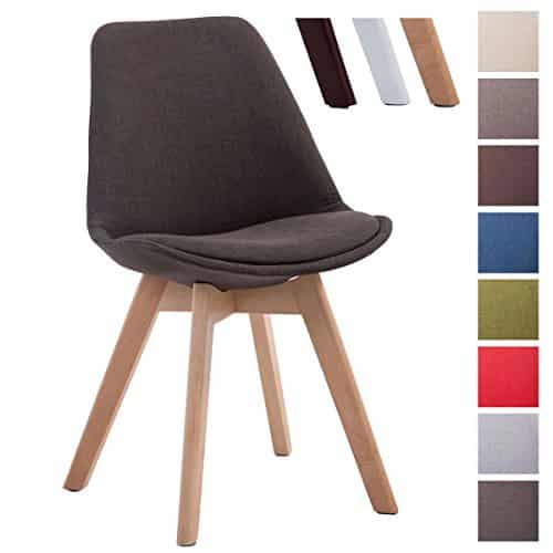 CLP Design Retro Stuhl BORNEO V2, Besucherstuhl mit Holz-Gestell, Küchenstuhl mit Stoff-Bezug