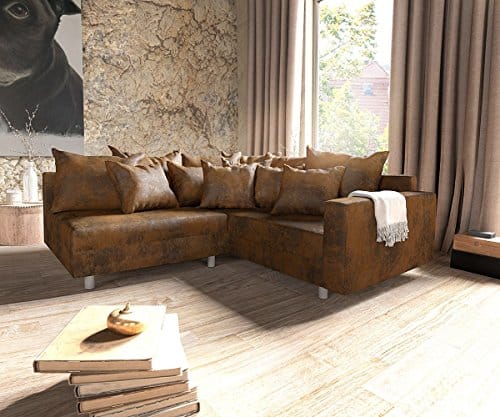 Couch Clovis modular - Ecksofa, Sofa, Wohnlandschaft & Modulsofa (Braun, Ecksofa Rechts mit Armlehne)