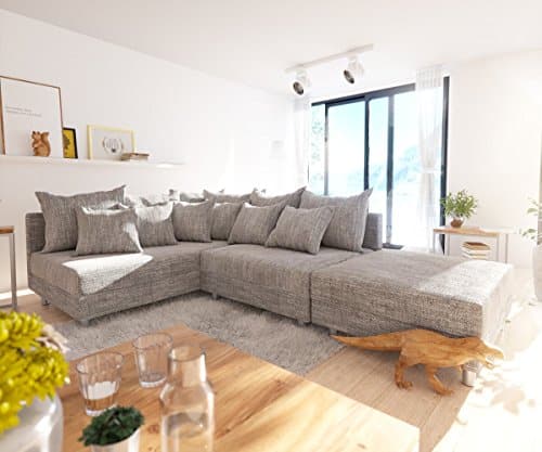 Couch Clovis modular - Ecksofa, Sofa, Wohnlandschaft & Modulsofa (Hellgrau, Ecksofa Links mit Hocker)