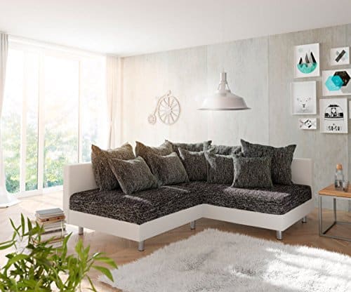 Couch Clovis modular - Ecksofa, Sofa, Wohnlandschaft & Modulsofa (Schwarz/Weiss, Ecksofa Rechts)