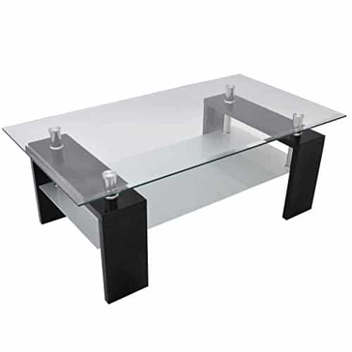 vidaXL Couchtisch Glastisch Beistelltisch Tisch Wohnzimmertisch Glastisch Schwarz/ Weiß