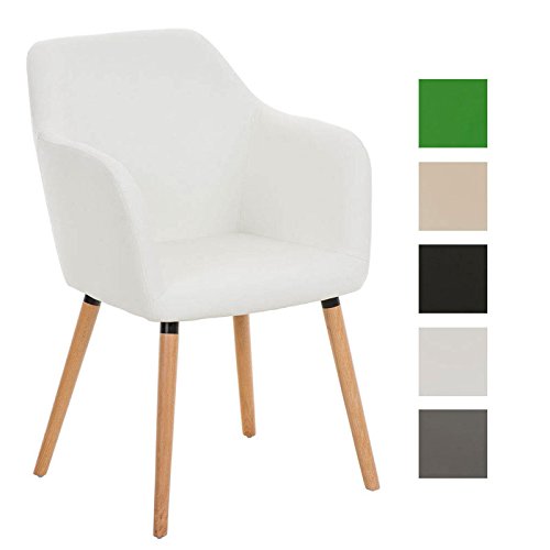 CLP Besucher Design-Stuhl PICARD, Holzgestell, Sitzfläche gut gepolstert, modern Weiß