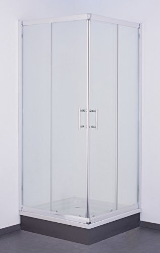 Galdem Duschabtrennung Economy 5 mm Duschkabine Dusche Echtglas Sicherheitsglas Bad Badezimmer (90 x 90 x 190 cm Eckig)