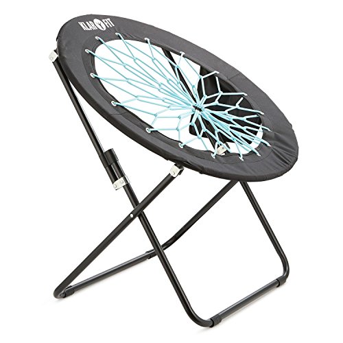 Klarfit Bounco • Bungee Chair • Campingstuhl • Klappstuhl • strapazierfähige Bungee-Seile • elastische Textilbespannung • faltbar • platzsparende Aufbewahrung • rund • max. 100 kg • schwarz oder blau