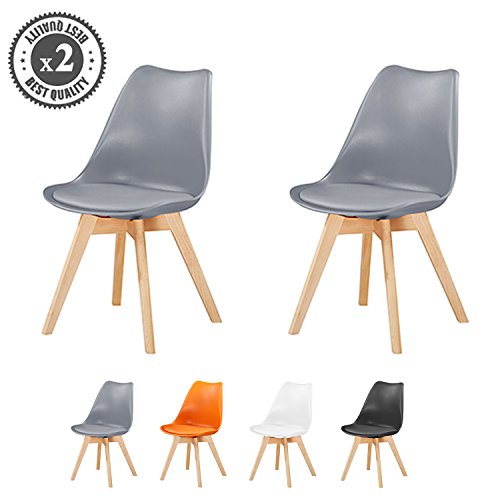 Set von 2 stylischer Deluxe Esszimmer Stühle Mit Holzbeinen & Soft Kissen Pad Inspired By Eames Retro Lounge Esszimmer Büro, EVA von MCC