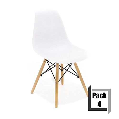 Pack von 4 Stühle Tower Wood PP Replica Eames, Qualität und-Holz Buche weiß
