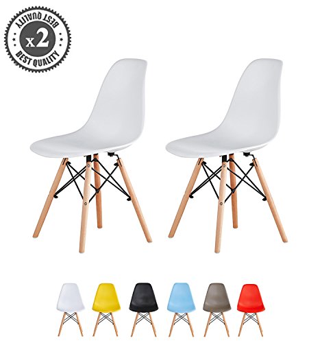 MCC Retro Design Stühle LIA im 2er Set, Eiffelturm inspirierter Style für Küche, Büro, Lounge, Konfernzzimmer etc., 6 Farben, KULT (weiss)
