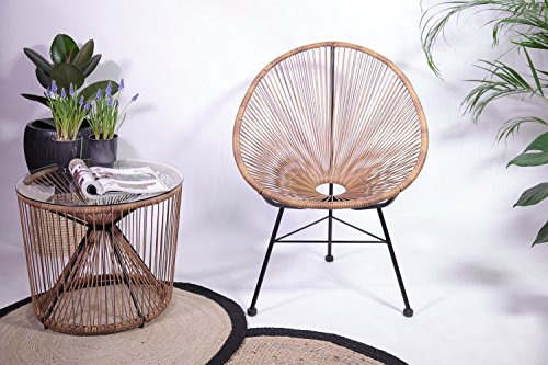 Retro Lounge Sessel Acapulco Mexiko Design Indoor & Outdoor Rahmen & Füße Pulverbeschichtet; Farbe Natur Braun