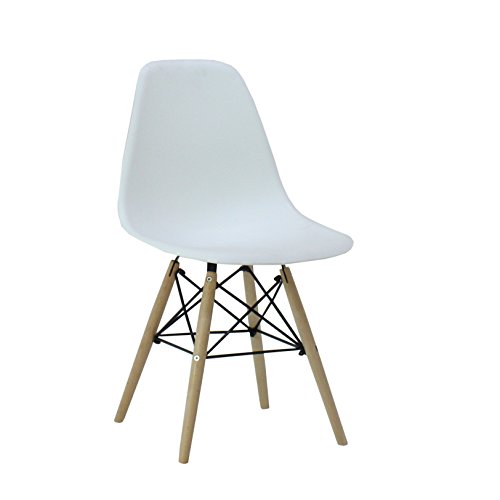 P & N Homewares® Moda Esszimmerstuhl Kunststoff Holz Retro Esszimmer Stühle weiß modernes Möbel, weiß, 1 Stuhl