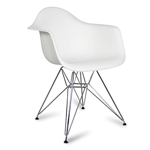Esszimmerstuhl Stuhldesign Stuhl Küchenstuhl - Arms Chrome Style - Weiß - 80 cm x 61 cm x 61 cm - SANTANI MOBILI