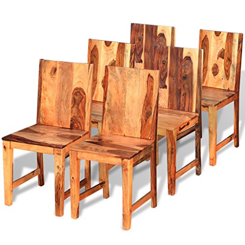 Festnight 6er-Set Esszimmerstühle Holz Stühle Essstuhl Küchenstühle Stuhl-Set aus Sheesham-Massivholz 40 x 46 x 87 cm