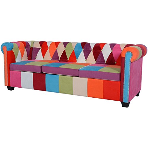 vidaXL Chesterfield Sofa 3-Sitzer Loungesofa Couch Stoffsofa Polstersofa Design