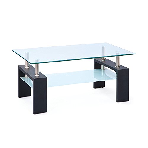 Inter Link 50100045 Couchtisch Glas Wohnzimmertisch Wohnzimmer Tisch Beistelltisch schwarz Glas NEU